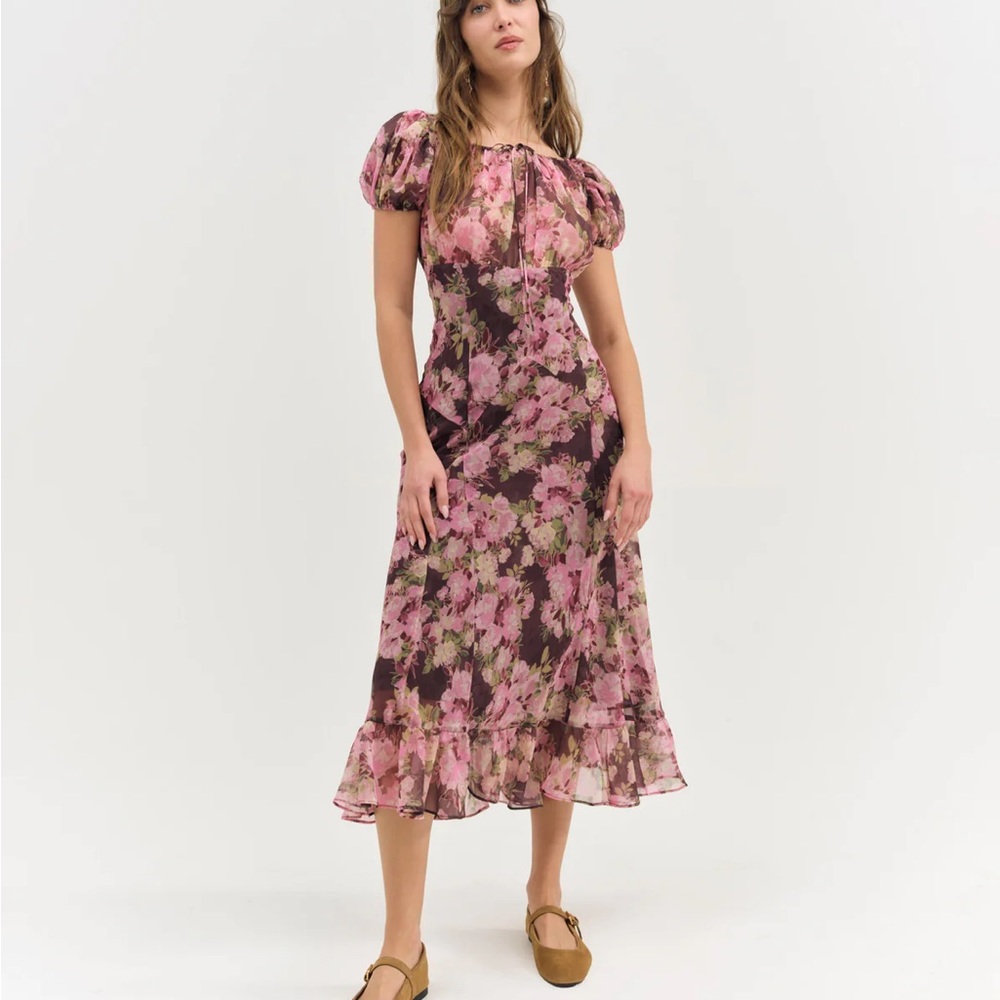 For Love & Lemons Adeline Floral Midi Dress - Picture 4 of 5